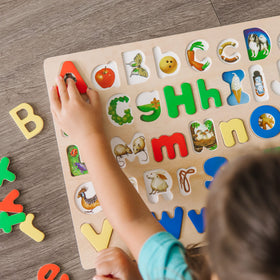 Melissa and Doug letters on wooden board supporting hands-on learning