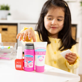 Melissa and Doug Love Your Look clear caddy and activity card storage.