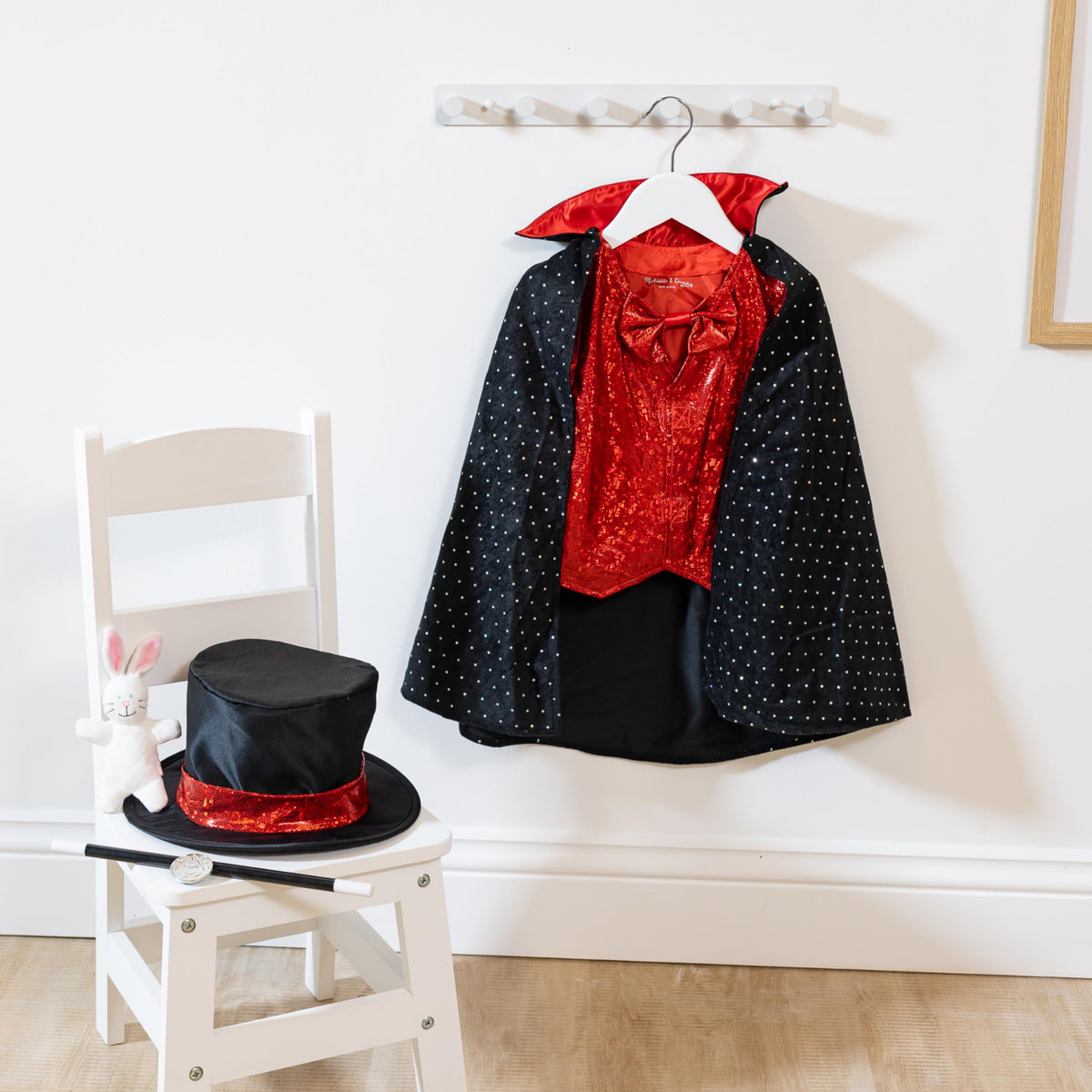 Melissa & Doug magician costume ensemble accessories complete dress-up set for creativity.