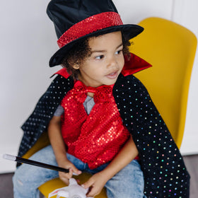 Melissa & Doug magician costume packaging ecommerce features easy open and recyclable packaging.
