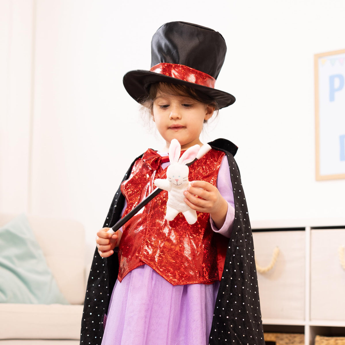 Melissa & Doug magician costume trick card supports beginner sleight of hand.