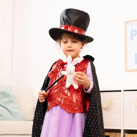 Melissa & Doug magician costume trick card supports beginner sleight of hand.