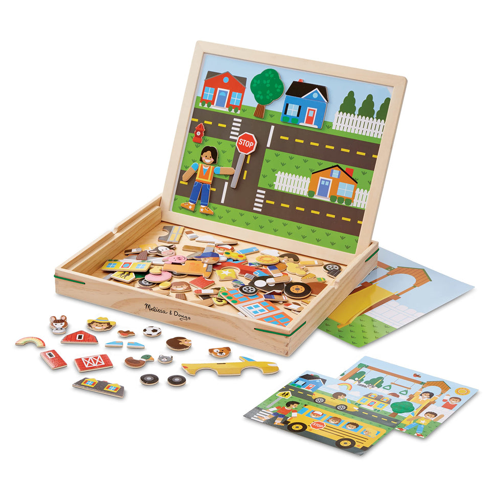 Melissa and Doug magnetic matching board with vivid scene for fine motor play.