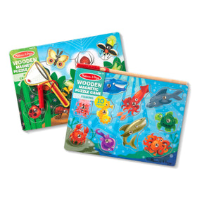 Melissa & Doug magnetic wooden fish puzzle with bright pieces for color recognition and counting