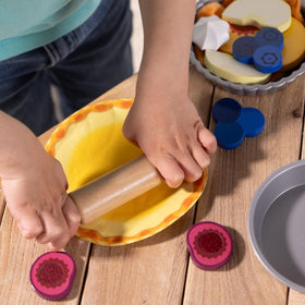 Melissa & Doug Make and Bake pies wooden cutting board enables safe, realistic prep