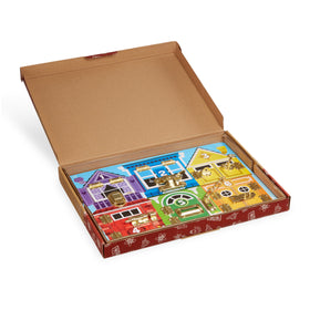 Melissa & Doug metal latches provide satisfying click sounds for sensory feedback.