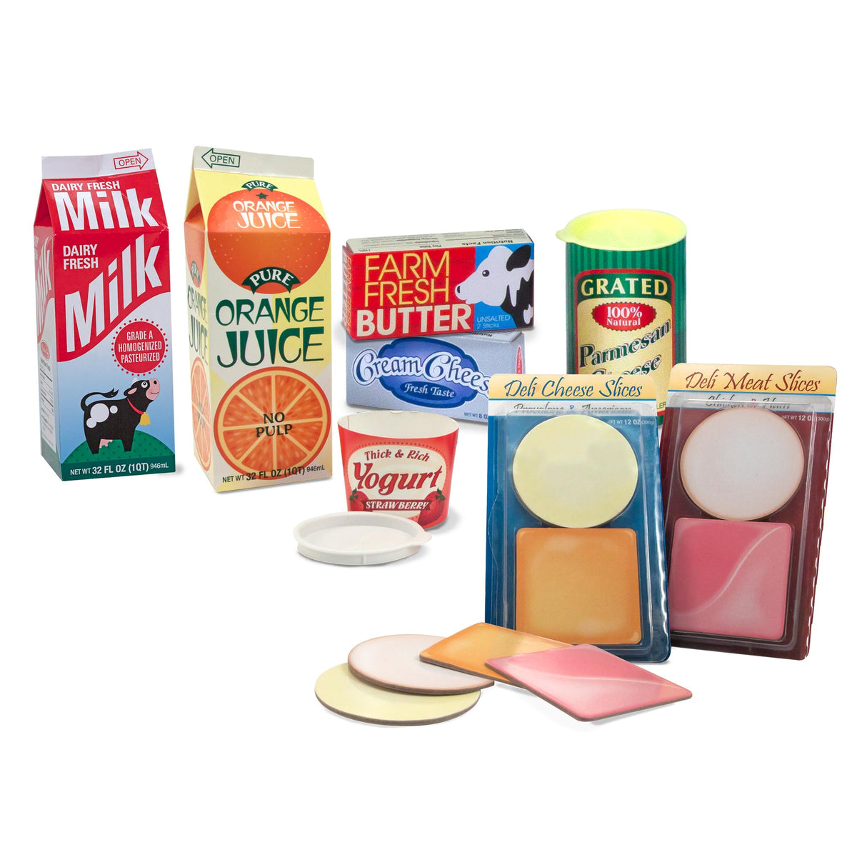 Melissa & Doug milk carton for pretend grocery play and kitchen role-play.