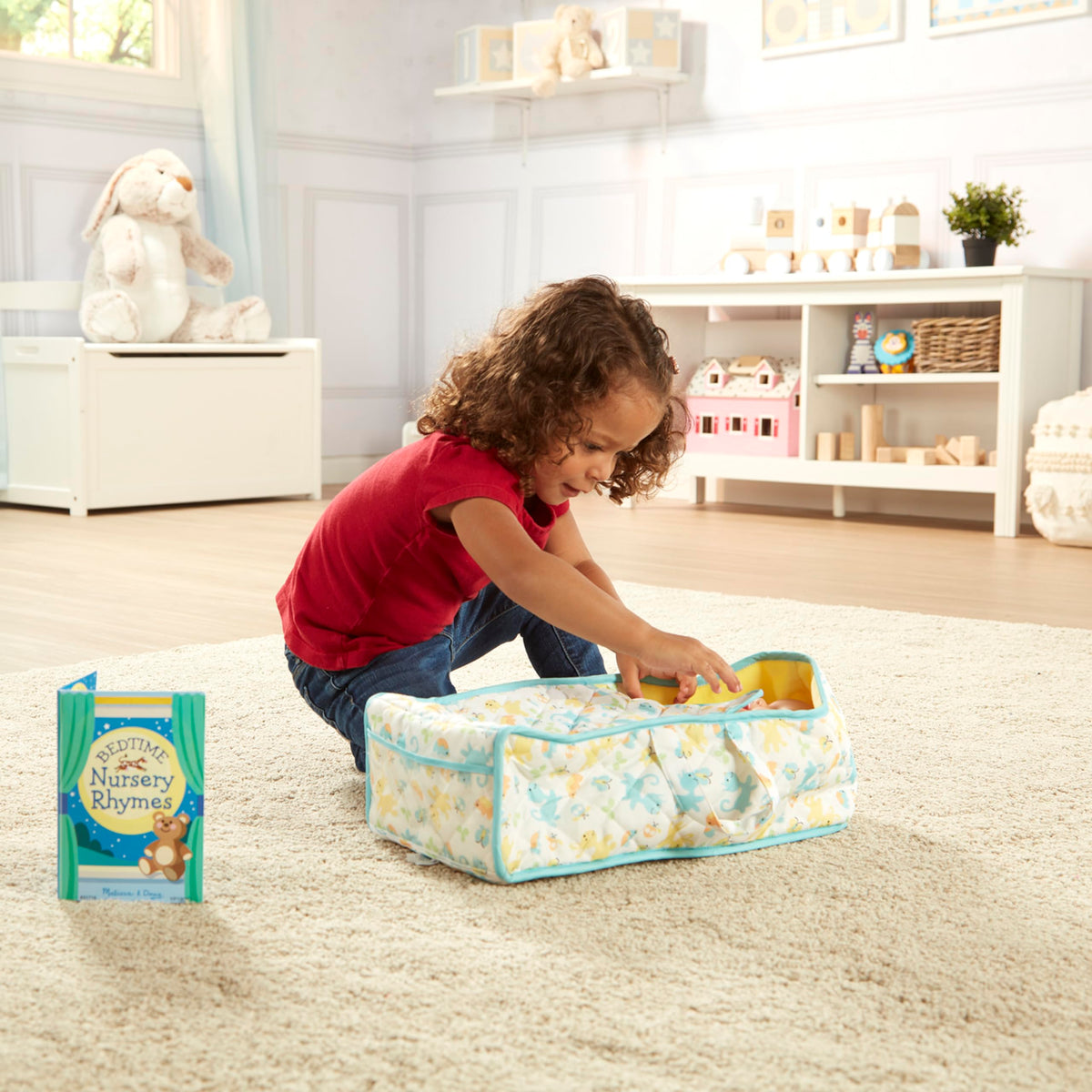 Melissa & Doug Mine to Love machine washable bassinet for simple cleaning