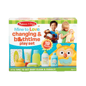 Melissa & Doug bubble bath bottle enhances sensory pretend play during doll care