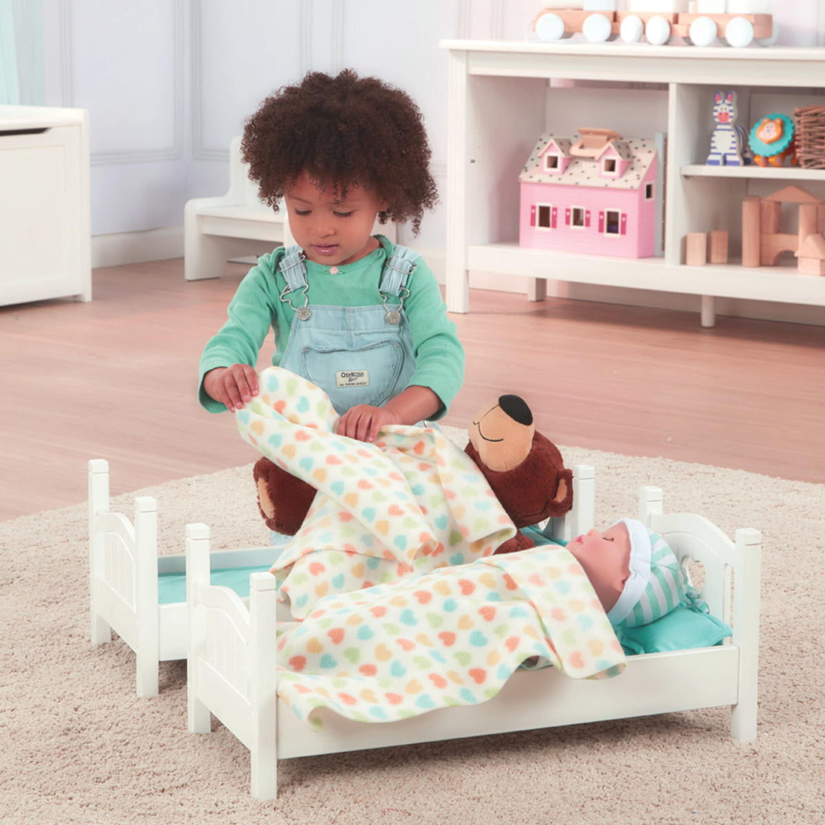 Mine to Love bunk bed mattresses and blankets ready for cozy naps
