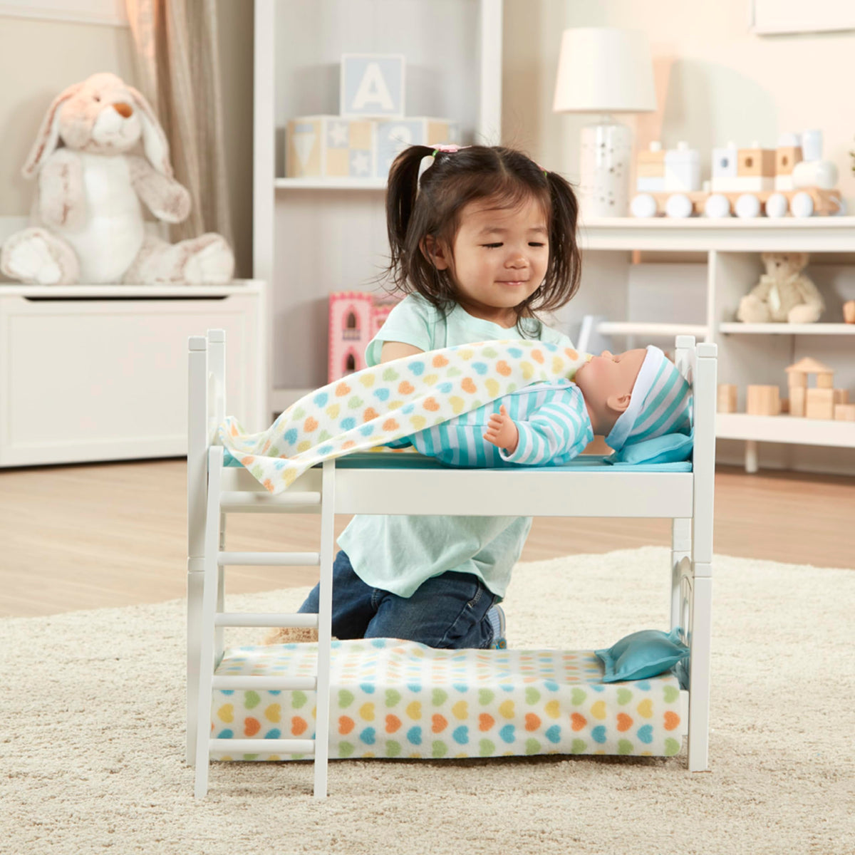 Melissa & Doug Mine to Love bunk bed side-by-side layout for two dolls or stuffed animals