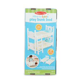 Melissa & Doug Mine to Love bunk bed stacked configuration showing compact 17-inch height