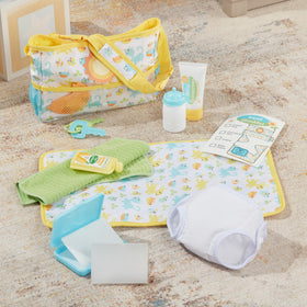 Melissa and Doug travel set reinforces storytelling and empathy during doll-care pretend play.
