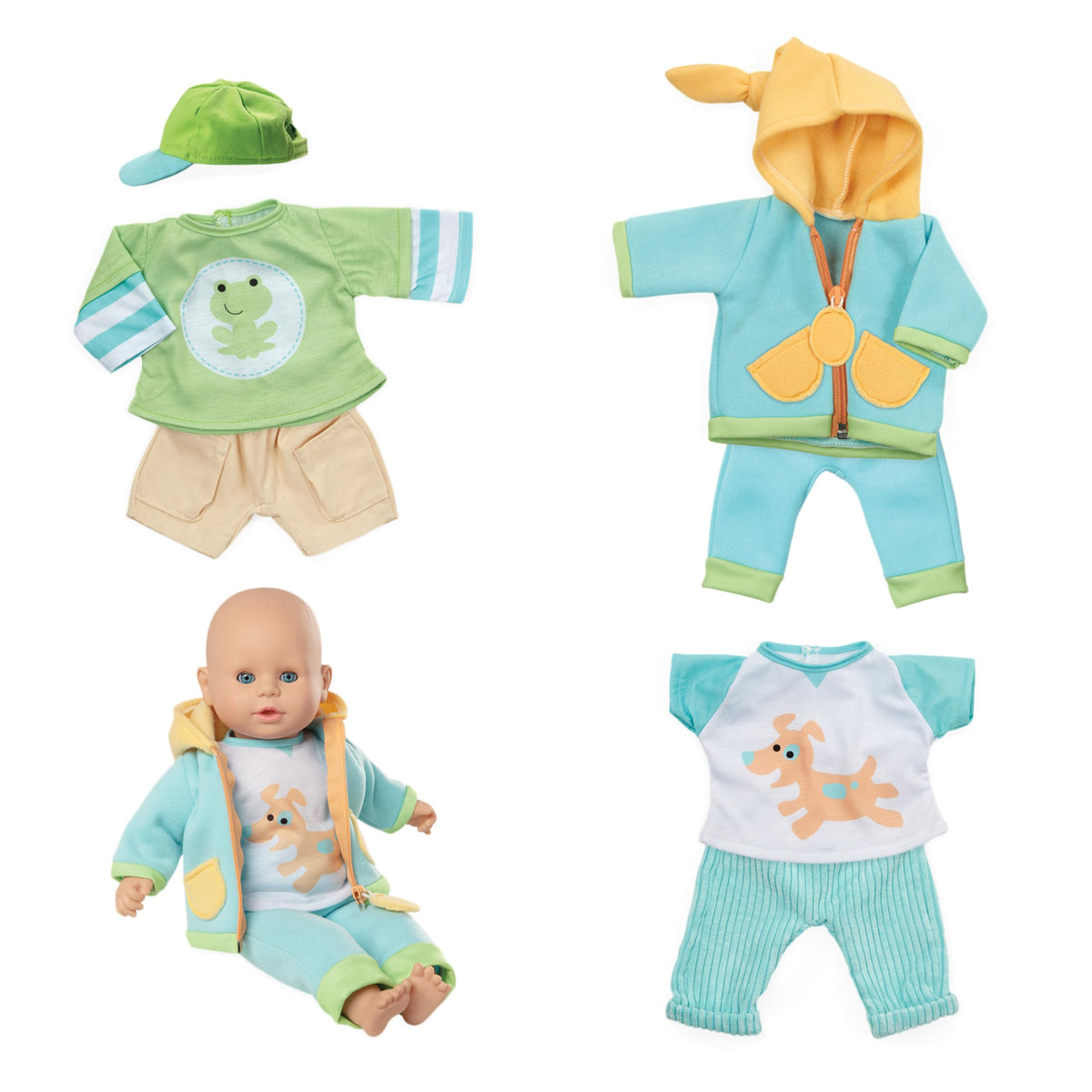 Melissa & Doug Mine to Love hooded zip-front sweatshirt on 12-18 inch dolls.