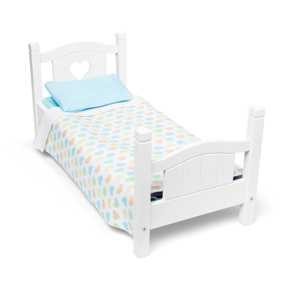 Melissa & Doug Mine to Love wooden play bed for 18-inch dolls, ready for bedtime stories