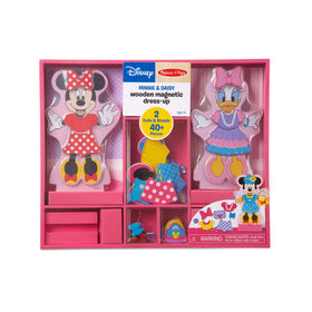 Melissa & Doug Minnie Mouse and Daisy Duck wooden dress-up dolls with magnetic outfits for creative play