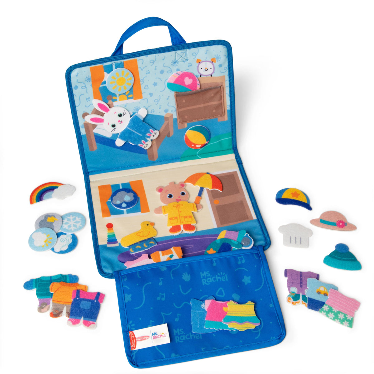 Melissa & Doug Ms. Rachel What to Wear Felt Board front view for pretend dressing play