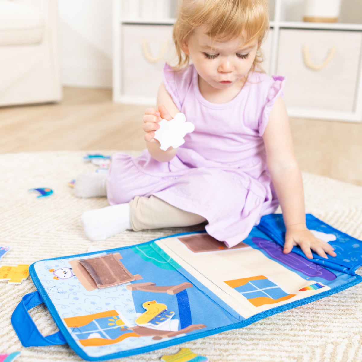 Learning Card included with play ideas for caregivers and kids