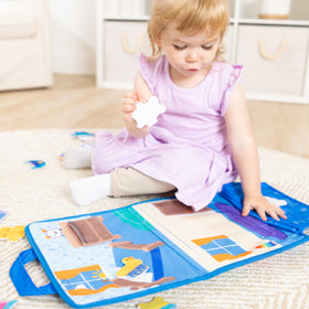 Learning Card included with play ideas for caregivers and kids