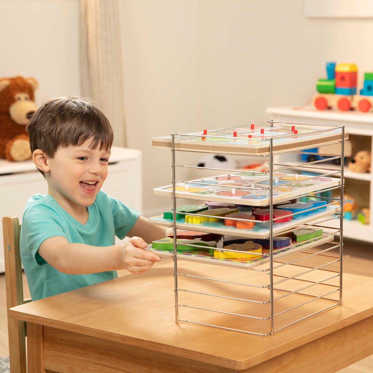 Melissa & Doug multi-fit rack side view highlights compact design