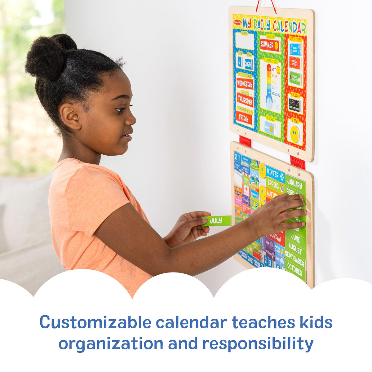 Melissa & Doug calendar is suitable for home and classroom use.
