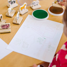 chicken stamp from Melissa & Doug set for farm scene stamping