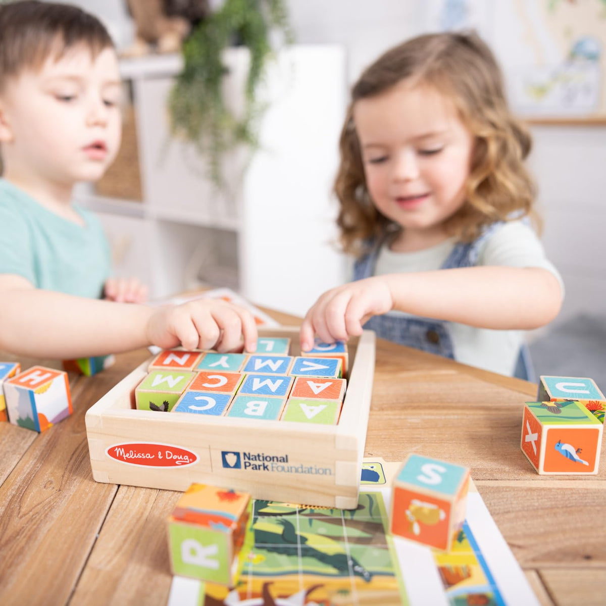 Melissa and Doug National Parks blocks support stacking, sorting, and matching.