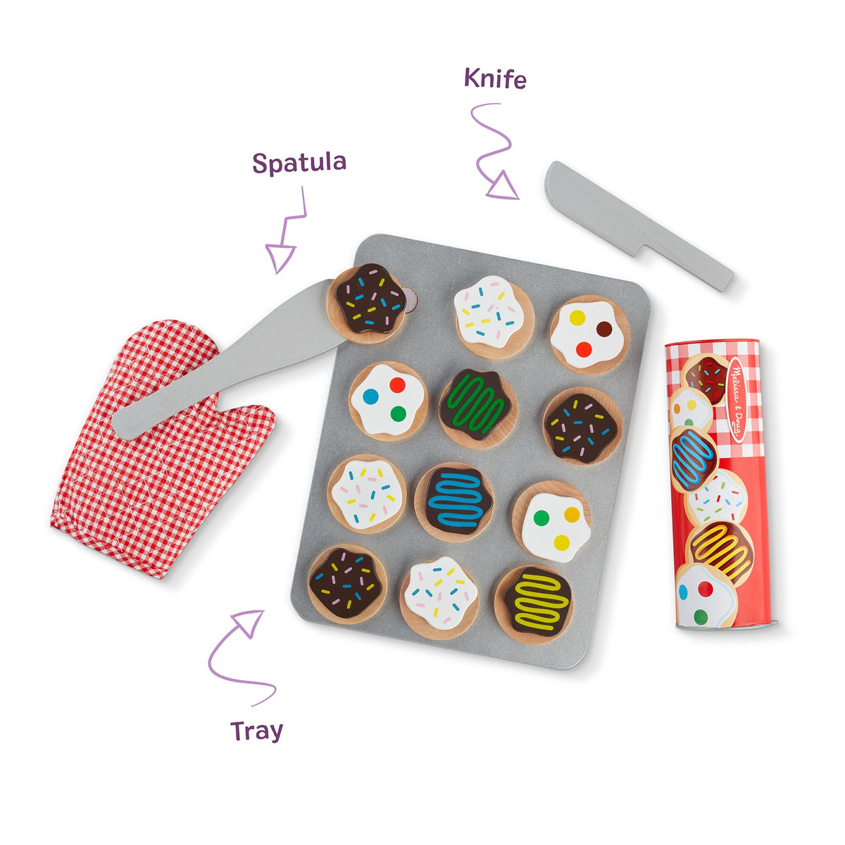 Melissa & Doug oven mitt to safely handle pretend treats during play.