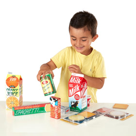 Melissa & Doug parmesan cheese block for stacking and pretend meals.