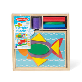 Melissa & Doug Pattern Blocks pieces arranged for matching activities