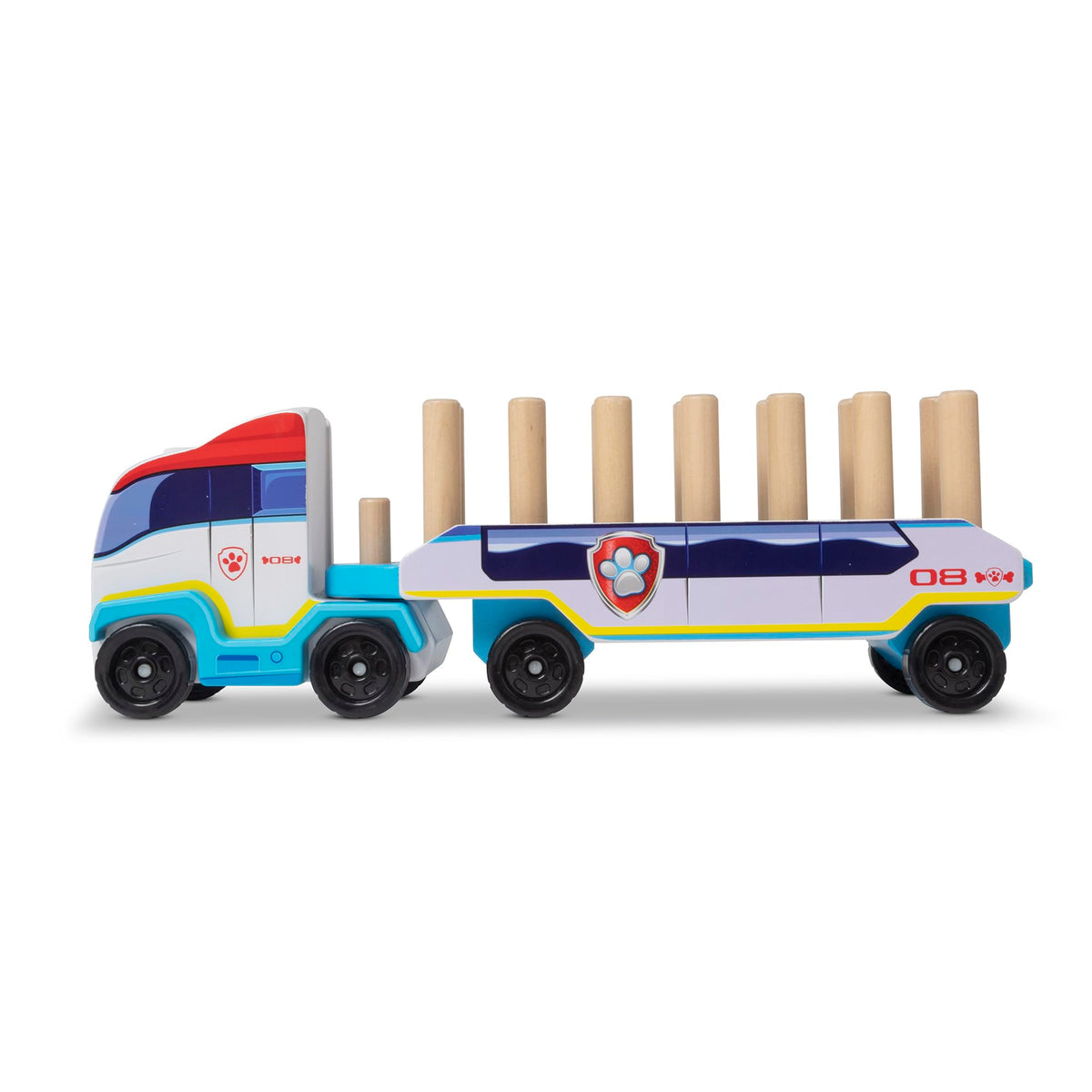 Puzzle-art PAW Patrol blocks featuring characters for creative problem solving.