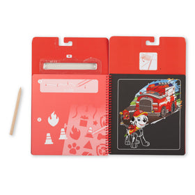 Paw Patrol Scratch Art travel-ready three-pack is compact and portable.
