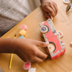 Three wooden PAW Patrol figures for storytelling and role play