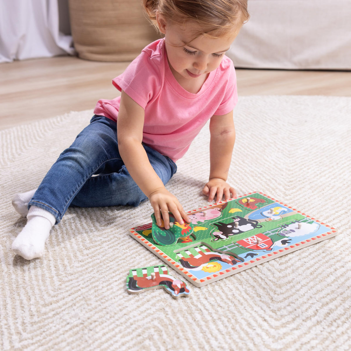Melissa & Doug peg puzzle Pets theme supports fine motor skills with easy-grasp pegs