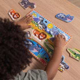 Melissa & Doug peg puzzle Safari theme invites exploration and memory through matching pictures