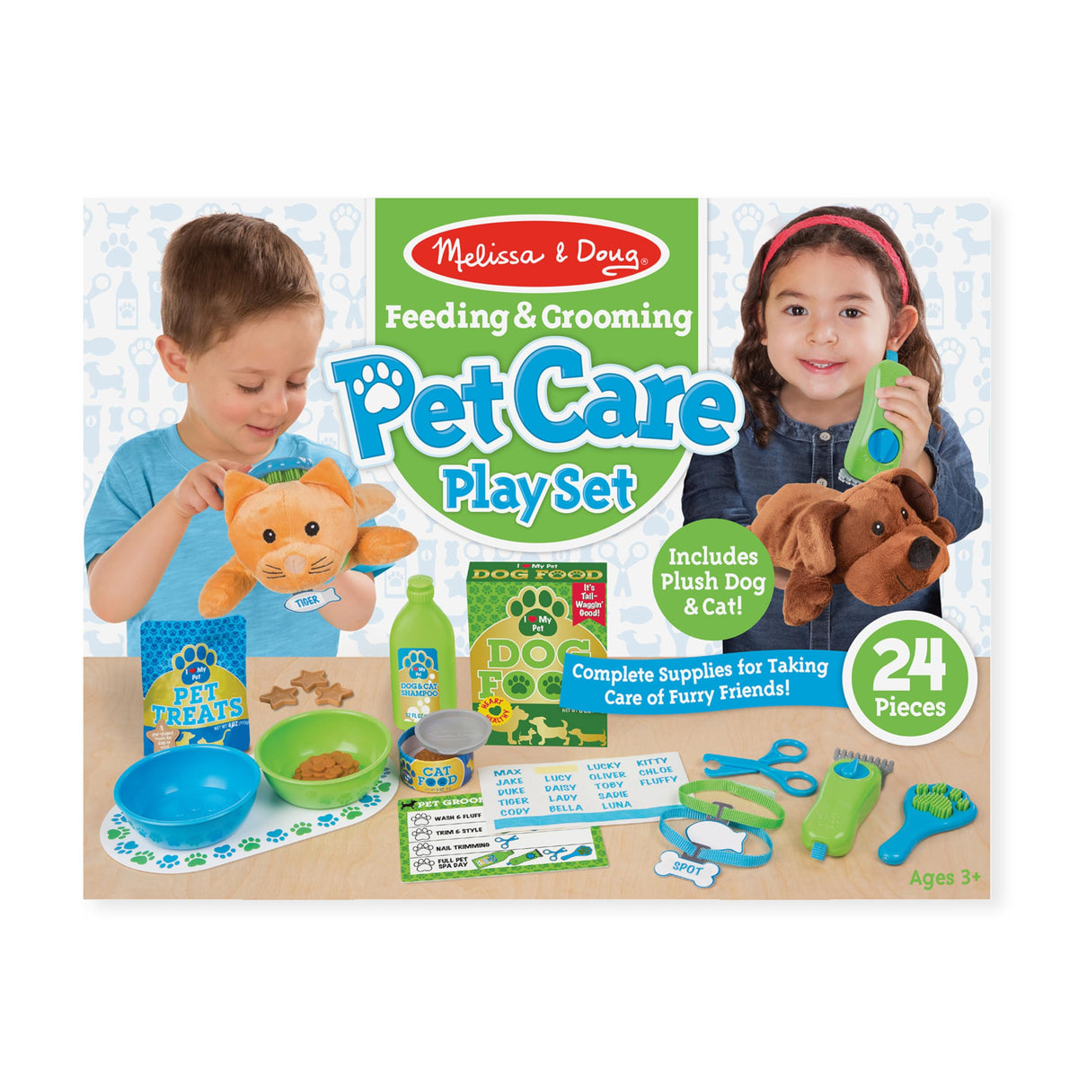 Melissa & Doug pet care play set food bowls offer tidy meal prep for playtime