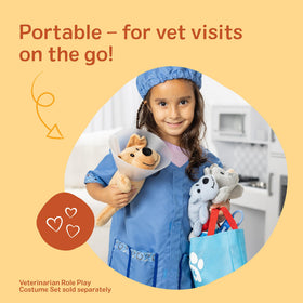 Melissa and Doug dog and cat plushies encourage interactive veterinary play.