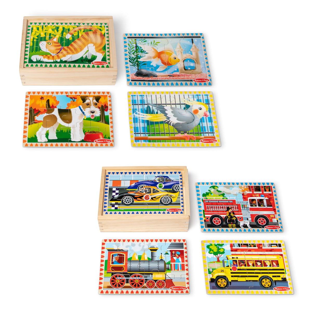 Melissa & Doug pets puzzle box with four wooden puzzles for ages 3 to 6