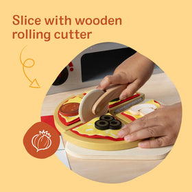 Melissa & Doug wooden toppings pieces like pepperoni and olives for colorful top-your-pizza play.