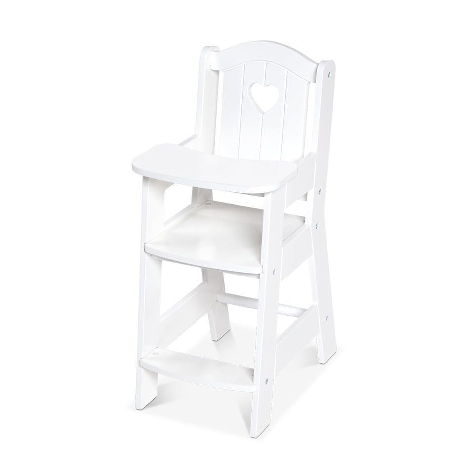 Melissa & Doug Play High Chair with removable tray for easy pretend mealtime cleanup.