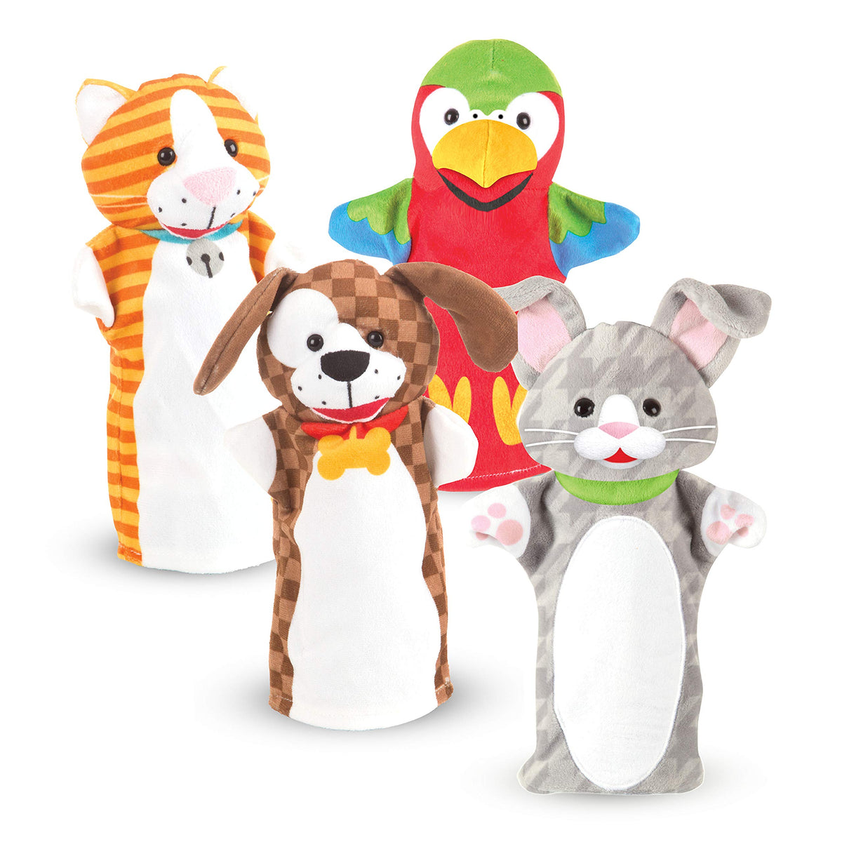 Melissa & Doug Playful Pets rabbit hand puppet for interactive storytelling and pretend play.