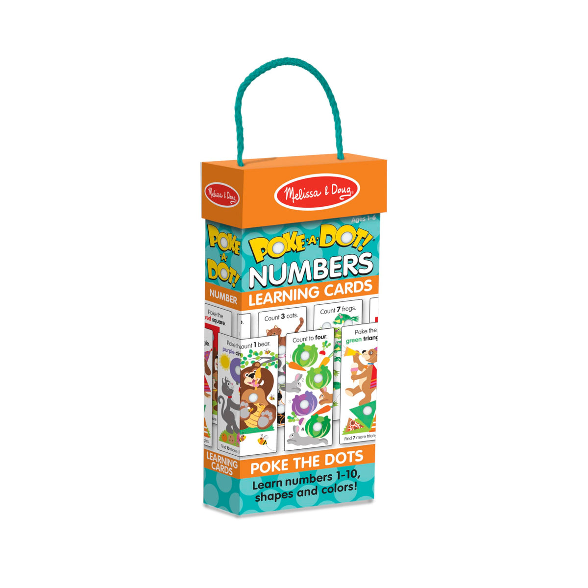 Melissa & Doug Poke-a-Dot travel-ready cards for learning on the go.