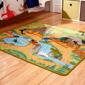 Melissa and Doug reinforced border keeps rug durable and tidy.