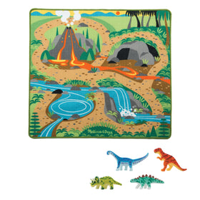 Melissa and Doug prehistoric rug volcano scene invites imaginative play at home.