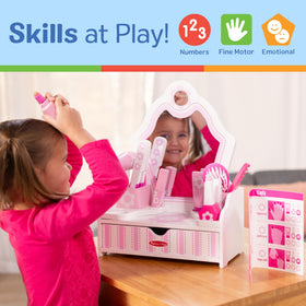 Melissa & Doug pretend makeup kit with lipstick, nail polish, blush for imaginative color play.