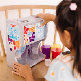 Melissa & Doug wooden playset supports pretend restaurant and cafe scenarios.