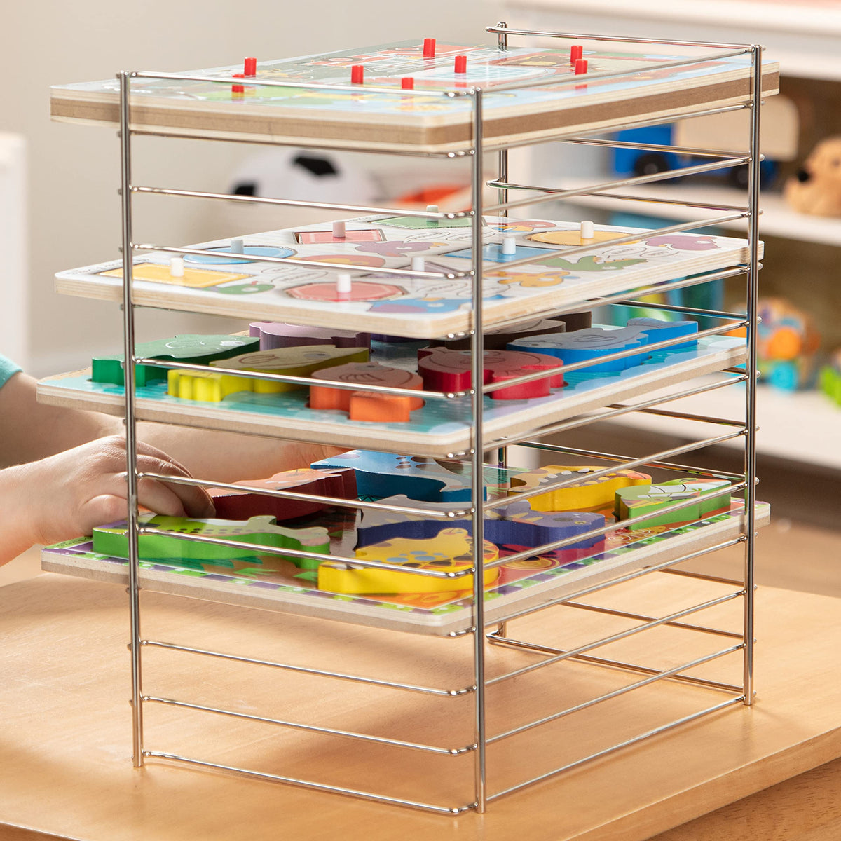 Melissa & Doug rack shown in a kid-friendly room