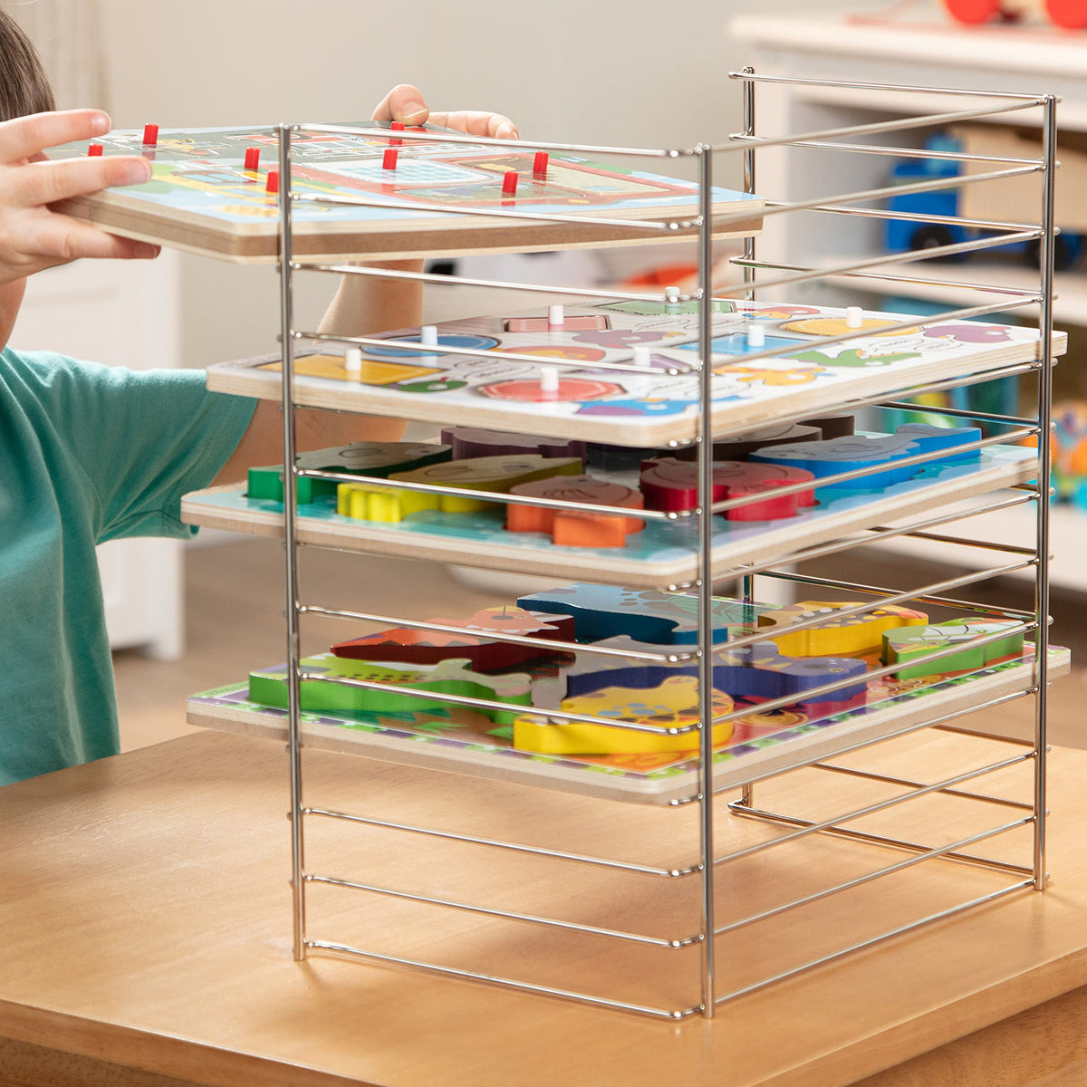 Melissa & Doug rack fits standard sized wooden puzzles