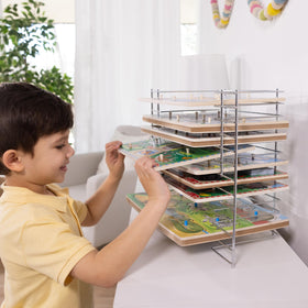 Compatible with wooden jigsaws, peg puzzles, and latch boards