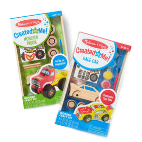 Melissa & Doug Race Car kit with wooden parts and wheels for imaginative play.
